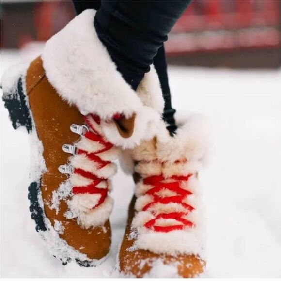 J Crew Leather Shearling Nordic Boot Sz 10 - Picture 4 of 6